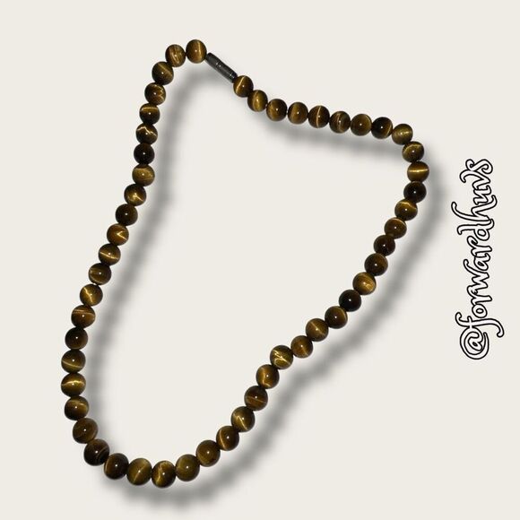 Tiger's Eye Beaded Necklace with Barrel Clasp – 16 Inches - Picture 5 of 8